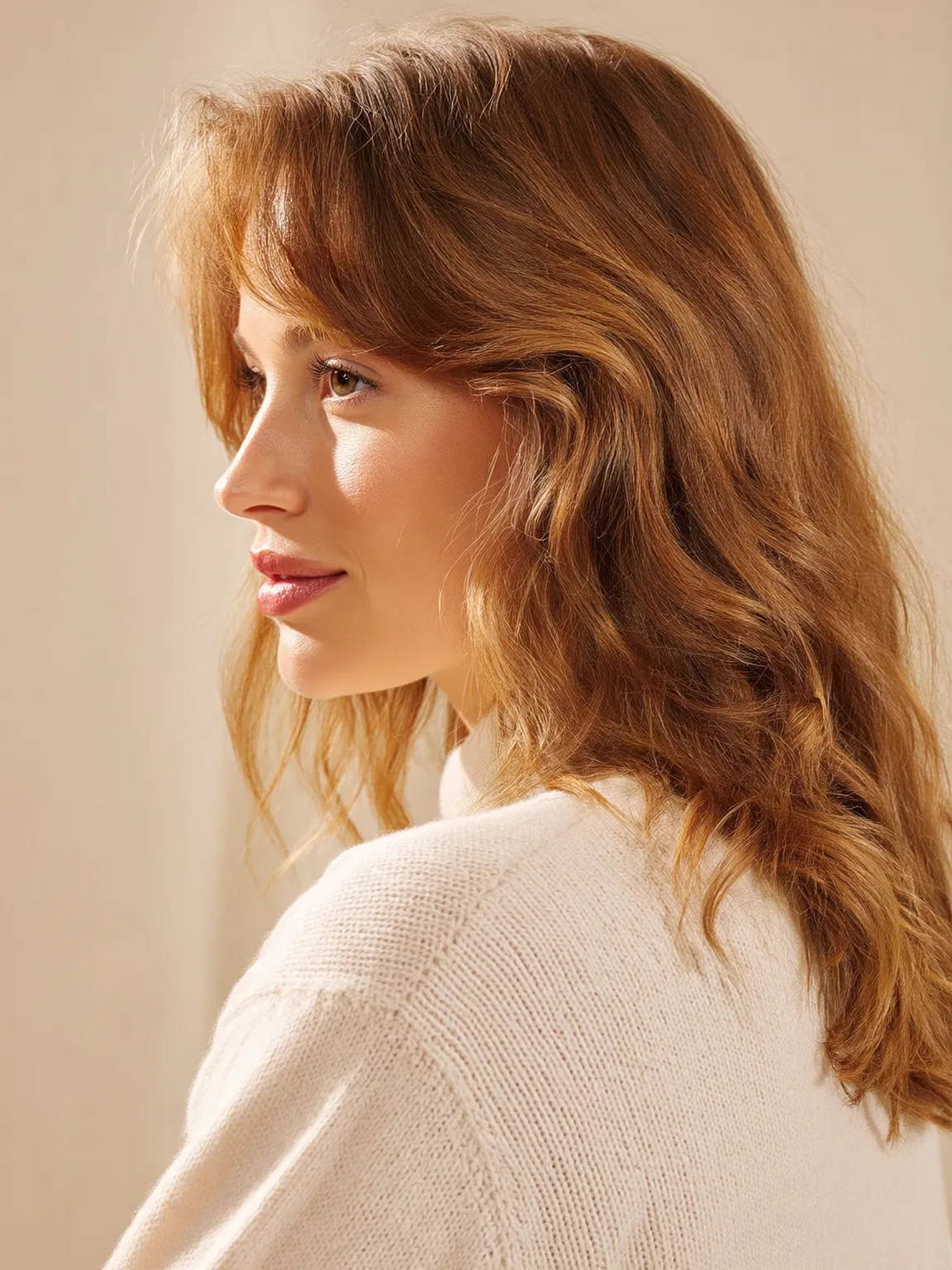 Medium Layers with Warm Golden Brown Waves